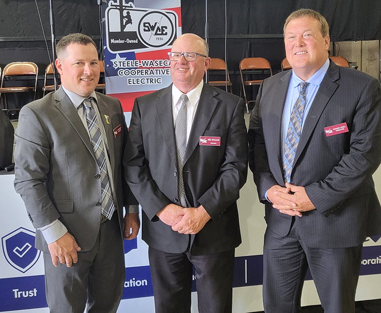 Directors elected to the SWCE board Tuesday, June 4, during the co-op’s 88th annual meeting were (left to right): PJ Duchene, District 1; Neil Schlaak, District 3; and Rodney Krell, District 5.