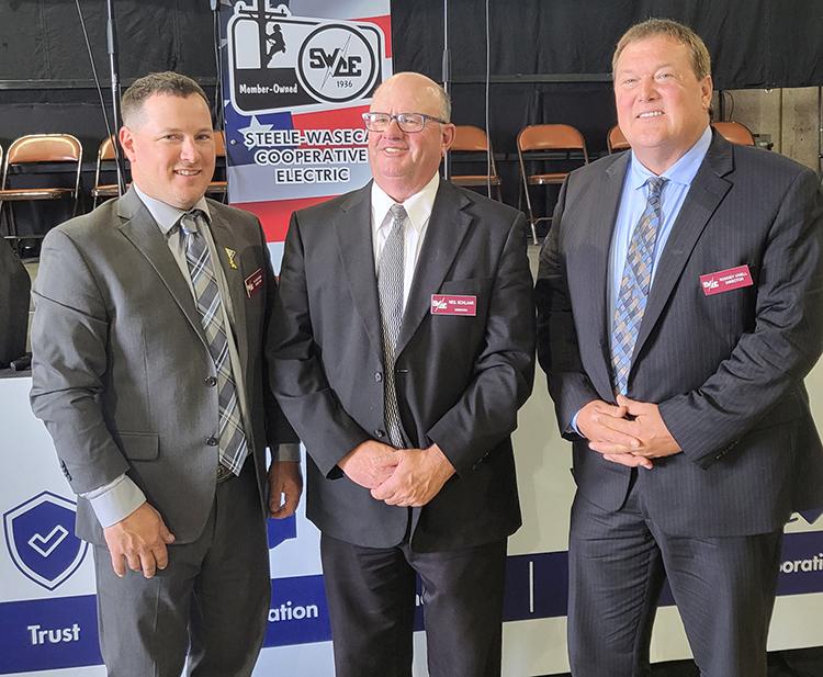 Directors elected to the SWCE board Tuesday, June 4, during the co-op’s 88th annual meeting were (left to right): PJ Duchene, District 1; Neil Schlaak, District 3; and Rodney Krell, District 5.