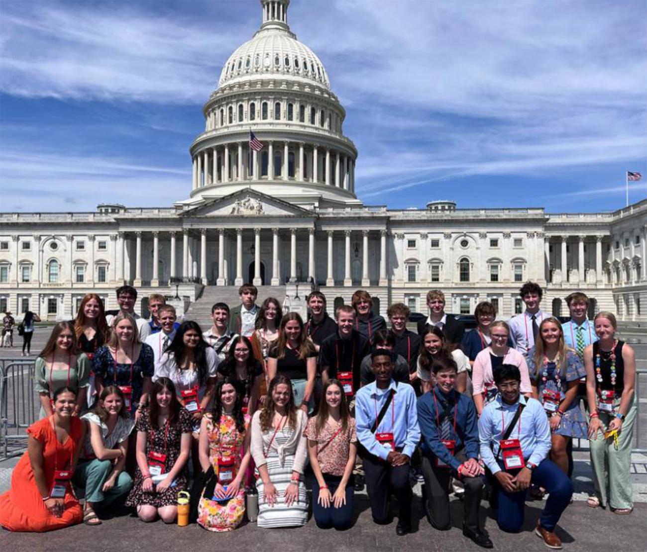Thirty-four delegates from Minnesota participated in this year’s Washington, D.C. Youth Tour, June 18-23. The Minnesota Rural Electric Association organized activities for the state’s delegates as the Tour was hosted by the National Rural Electric Cooperative Association. Steele-Waseca’s Delegate Langston Richter is pictured kneeling in the front row, second from the right.  --  While the Minnesota delegation was in Washington D.C., we not only visited numerous famous monuments and memorials, but also made 